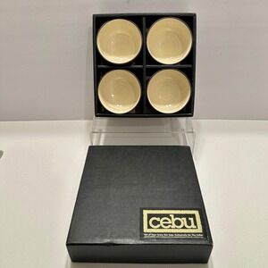 CEBU Set of Four (4) Back Ivory Tea Cups Made in Japan NEW in box The Cellar 90s